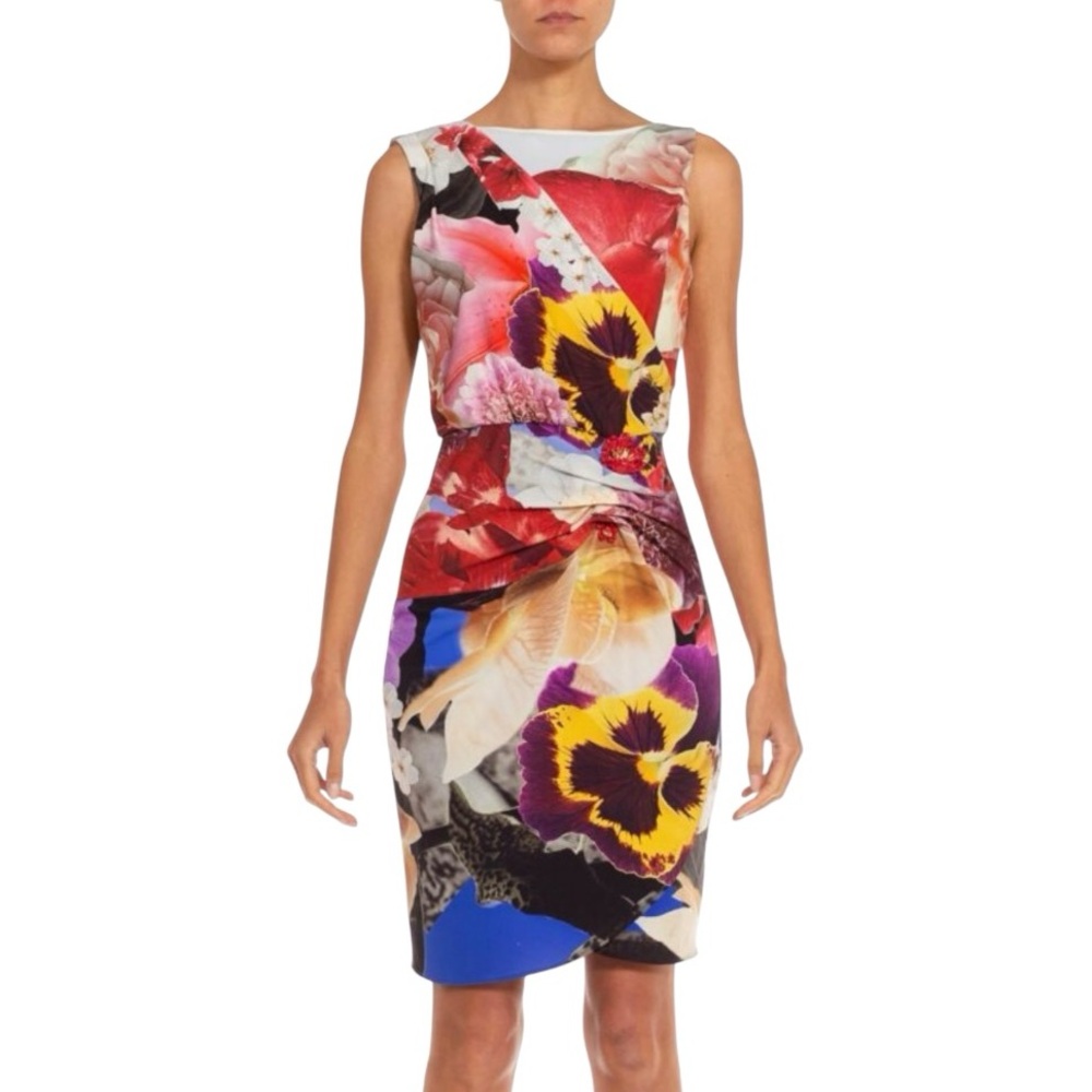NWT Roberto Cavalli Araki Lycra Sheath Dress Floral Print 48 IT XXL 14/16 US